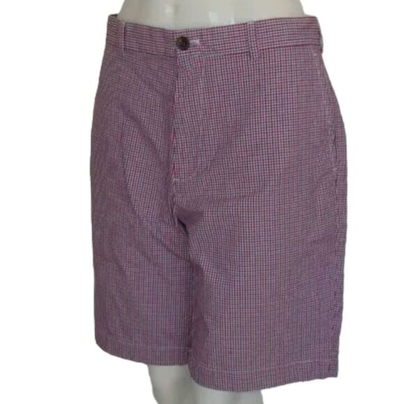 BROOKS BROS Shorts, 38, Blue/red micro plaid, Bermuda/Walking, Zipper, Pockets - Picture 3 of 12